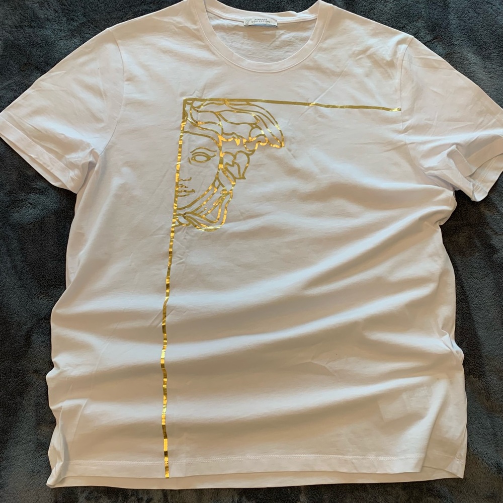 VERSACE COLLECTION ANGULAR GOLD/MEDUSA HEAD T-SHIRT